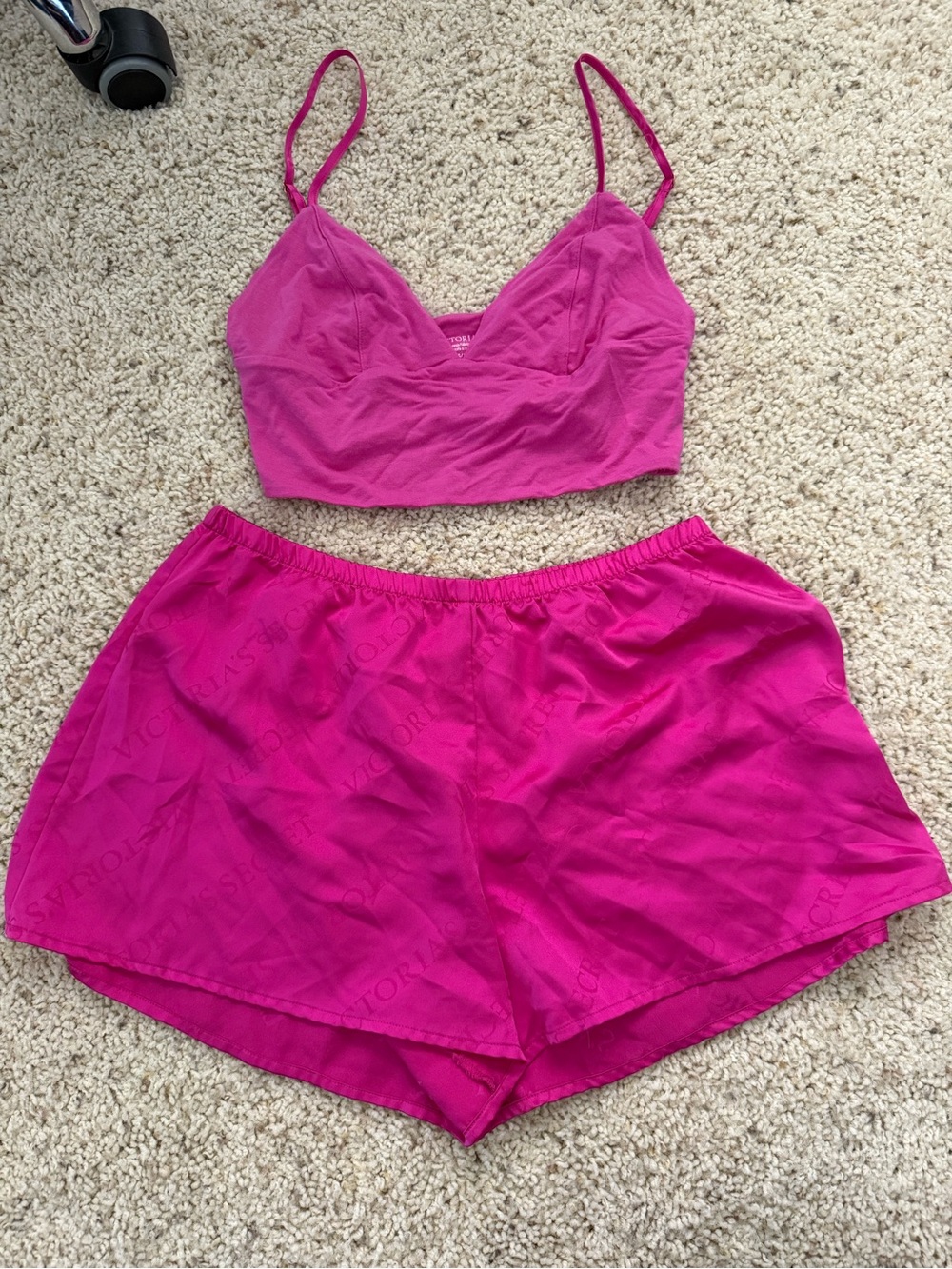 Victoria's Secret Fuchsia Bralette and Shorts Sleep Set